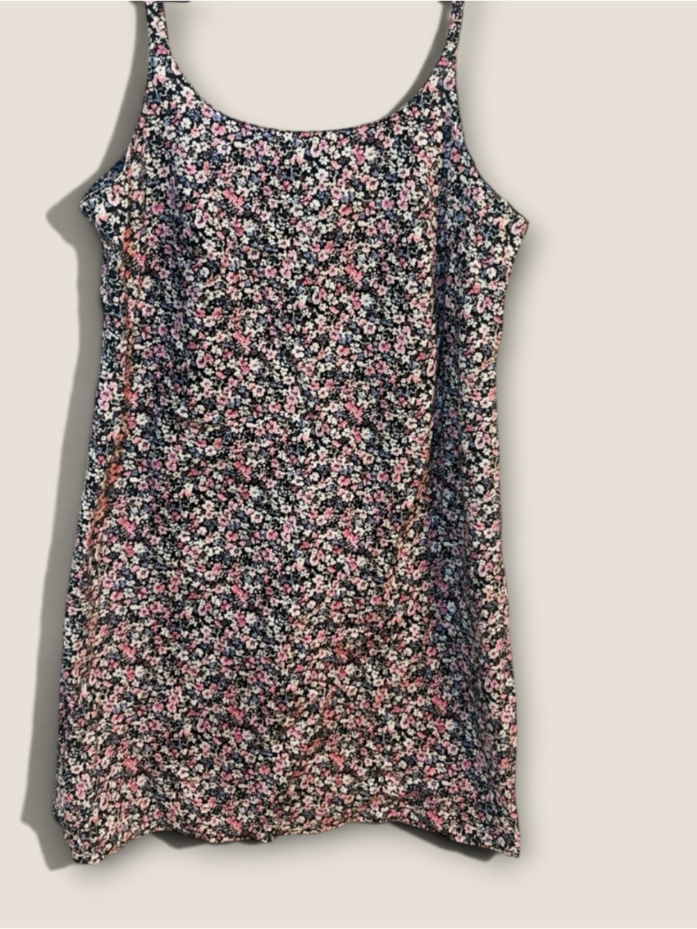 Vintage Y2K Jodi Michaels Ditsy Floral Spaghetti Strap Dress Black Pink